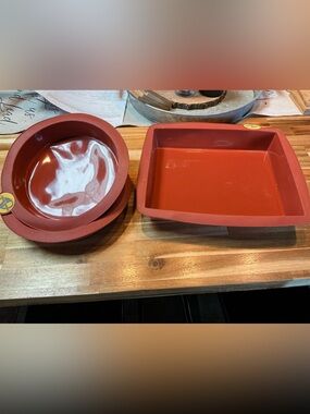 Smartware Silicone Nonstick Baking Pan Bundle of 3 - Brick Red